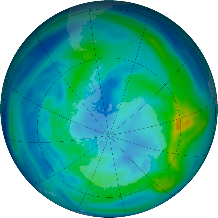 Antarctic ozone map for 16 April 2008